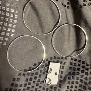 Silver Hoop Earrings Set